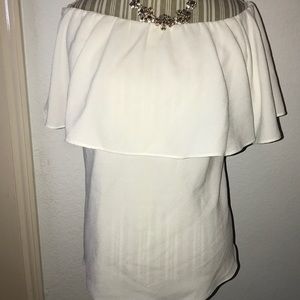 Rachel Roy off shoulder winter white blouse